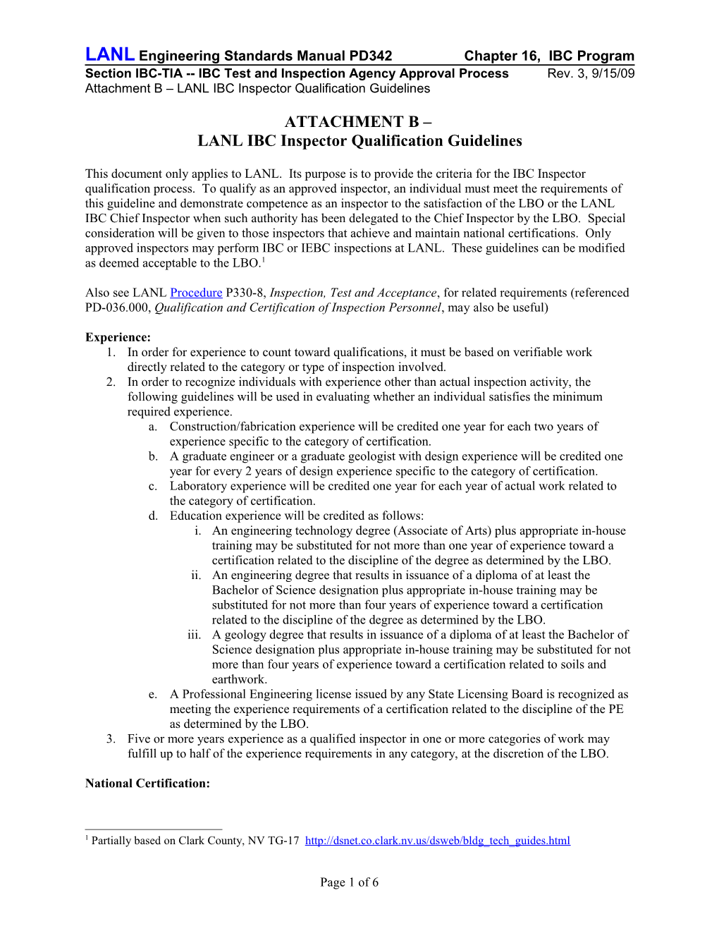ATTACHMENT B LANL IBC Inspector Qualification Guidelines