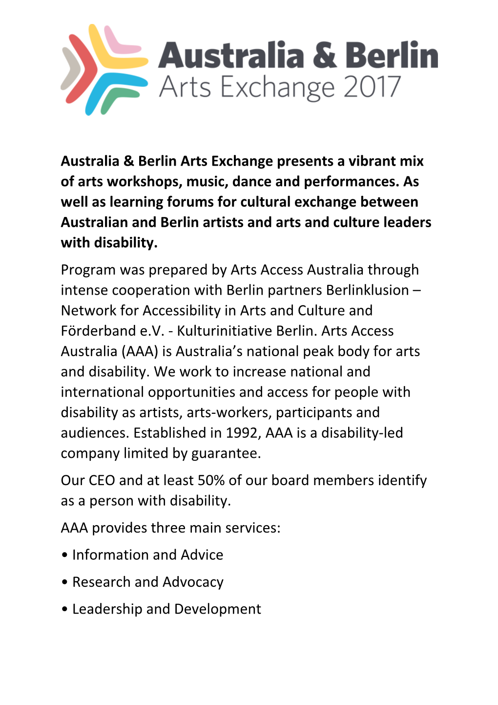 Australia & Berlin Arts Exchange Presents a Vibrant Mix of Arts Workshops, Music, Dance