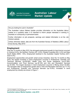 Australian Labour Market Update