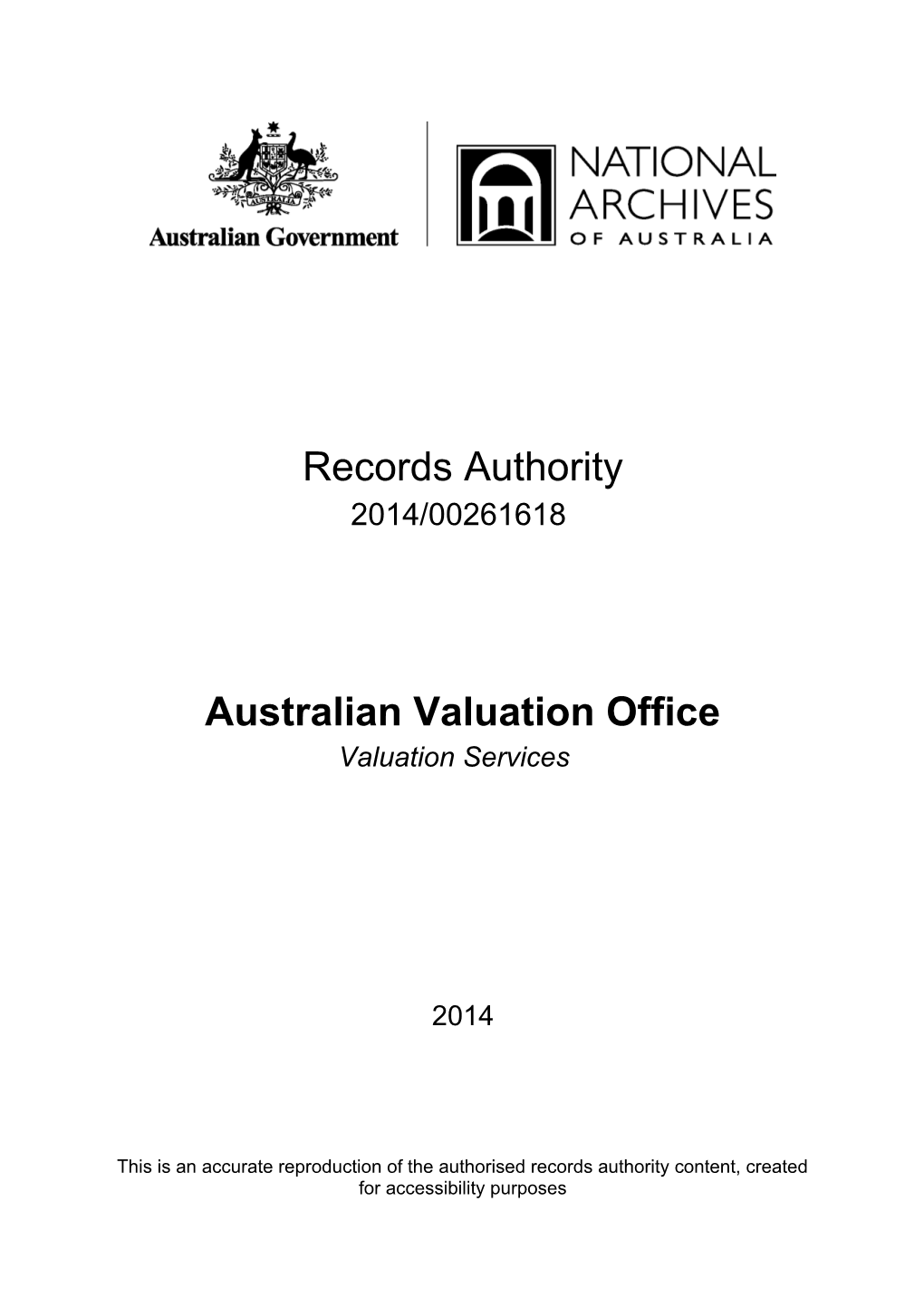 Australian Valuation Office (AVO) - Records Authority - 2014/00261618