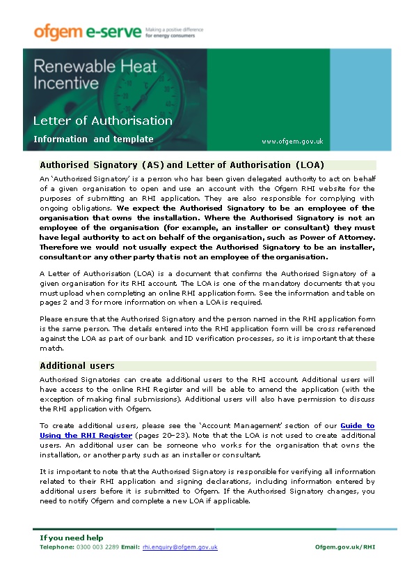 Authorised Signatory (AS) and Letter of Authorisation (LOA)
