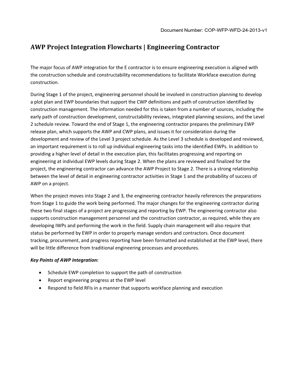 AWP Project Integration Flowcharts Engineering Contractor