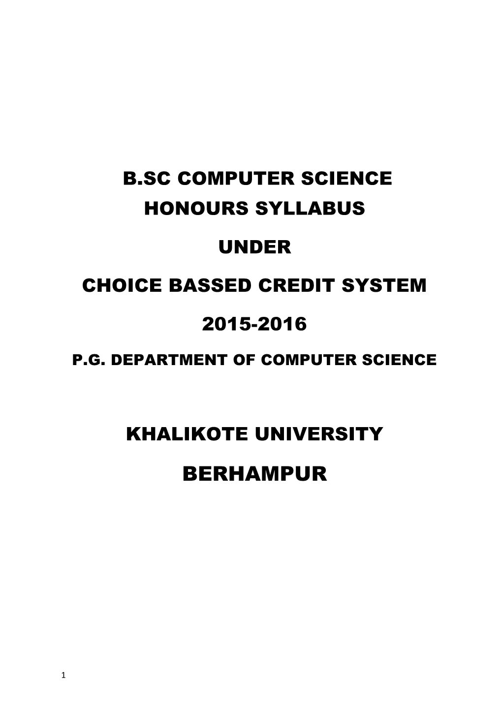 B.Sc Computer Science Honours Syllabus