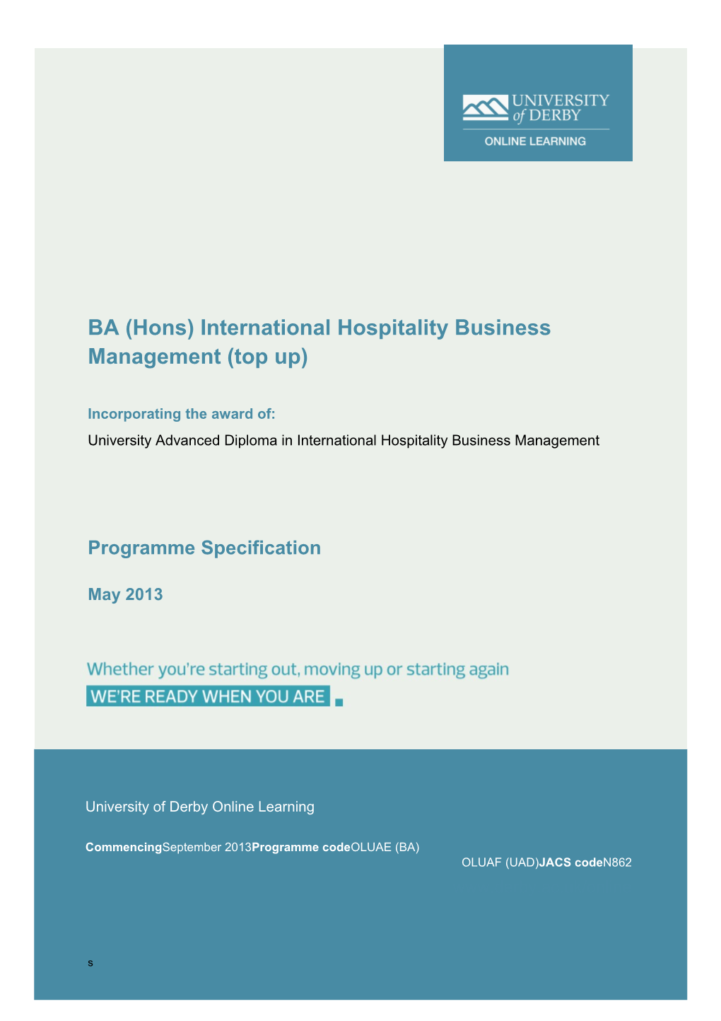 BA (Hons) International Hospitality Business Management (Top Up)