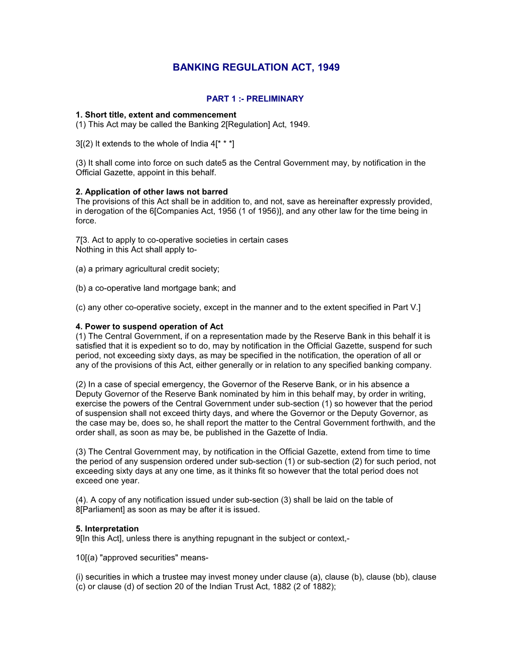 Banking Regulation Act 1949 Docest