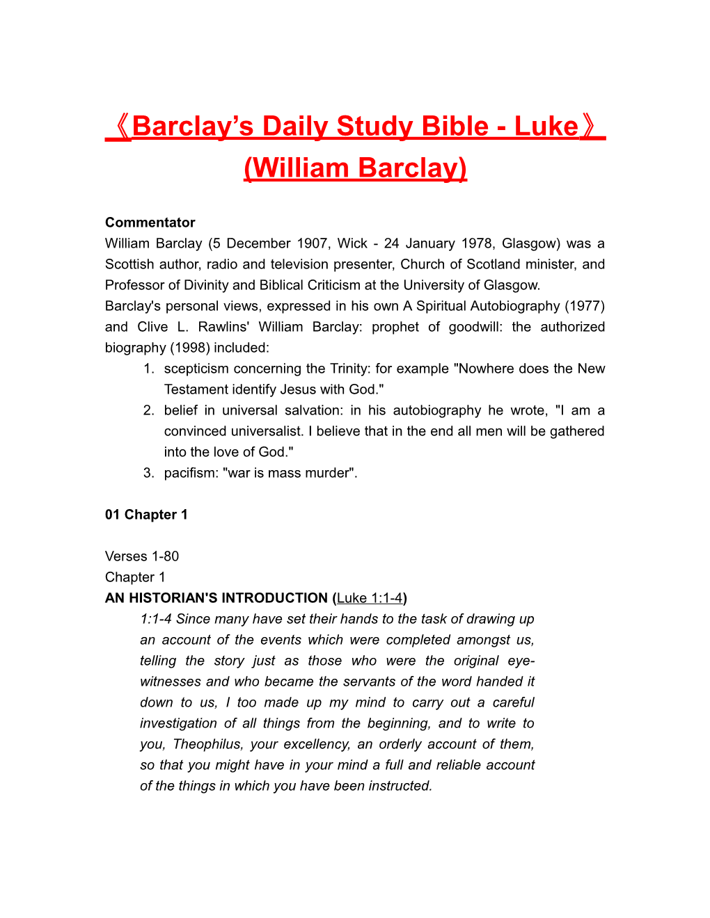 Barclay S Daily Study Bible-Luke (William Barclay)