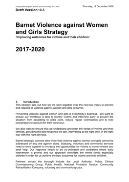 Barnet Violence Against Women and Girls Strategy