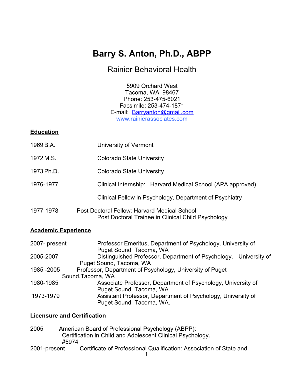 Barry S. Anton, Ph.D., ABPP