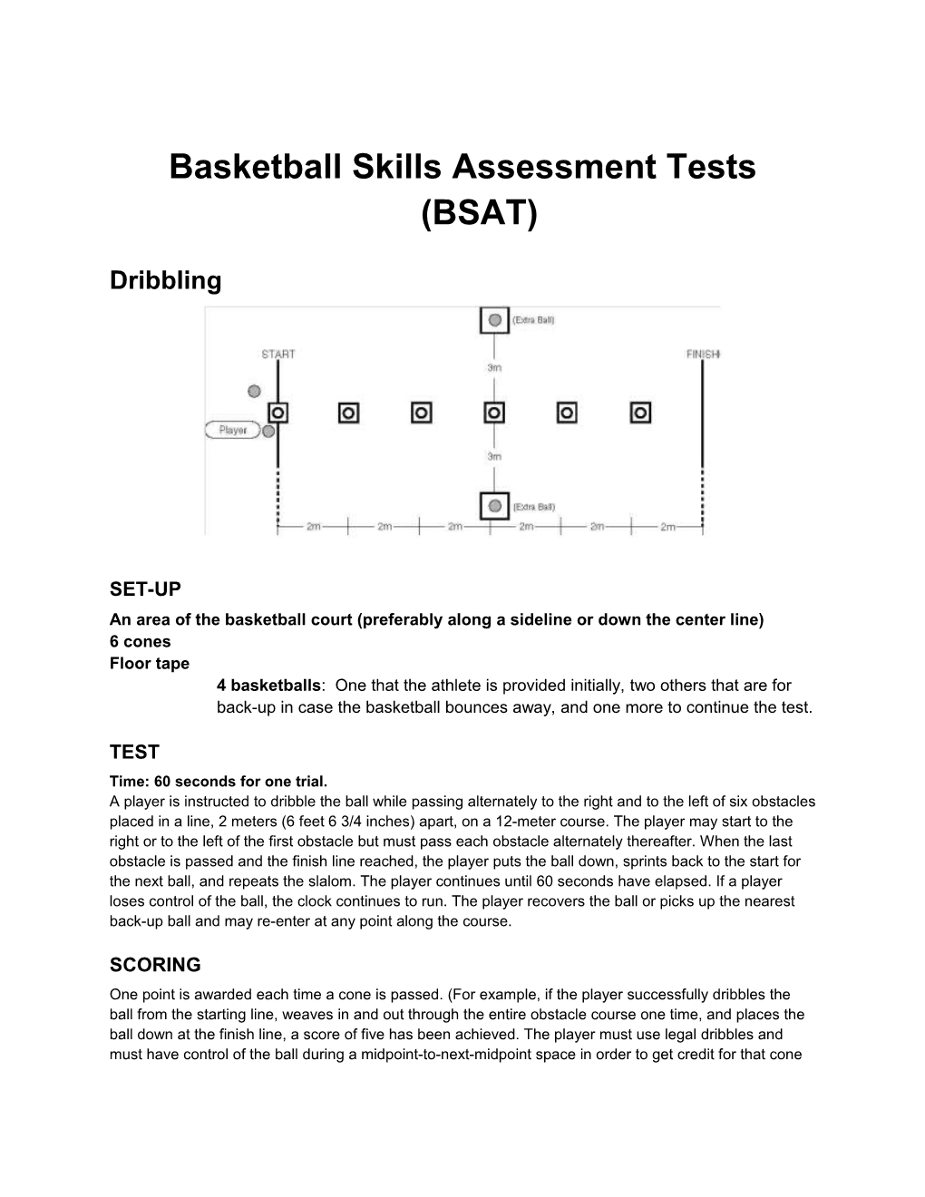 Basketball Skills Assessment Test