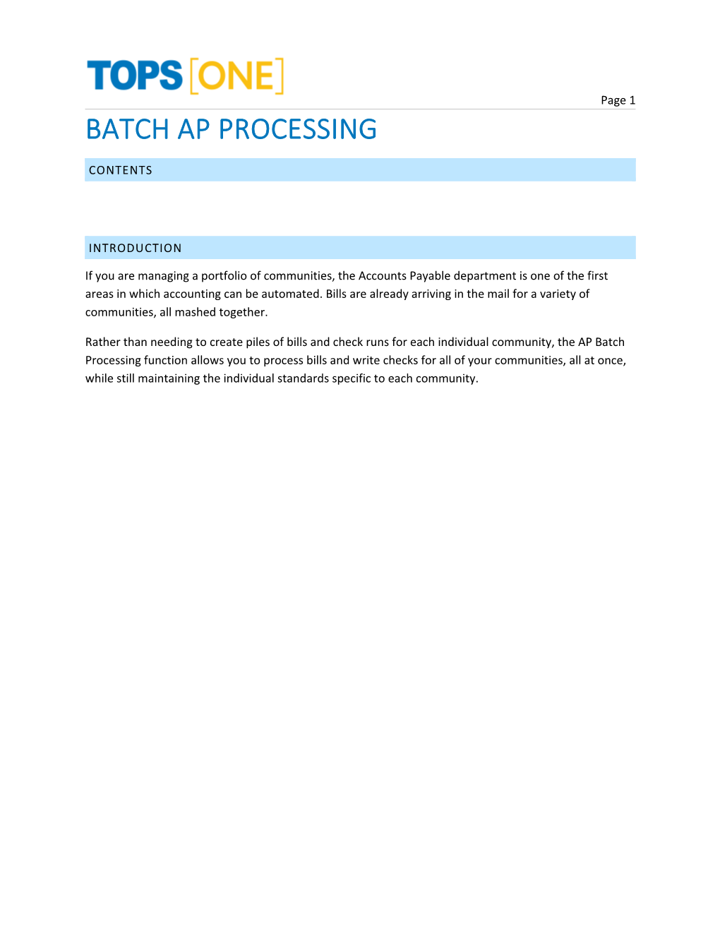 Batch AP Processing