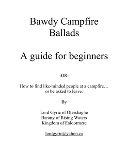 Bawdy Campfire Ballads