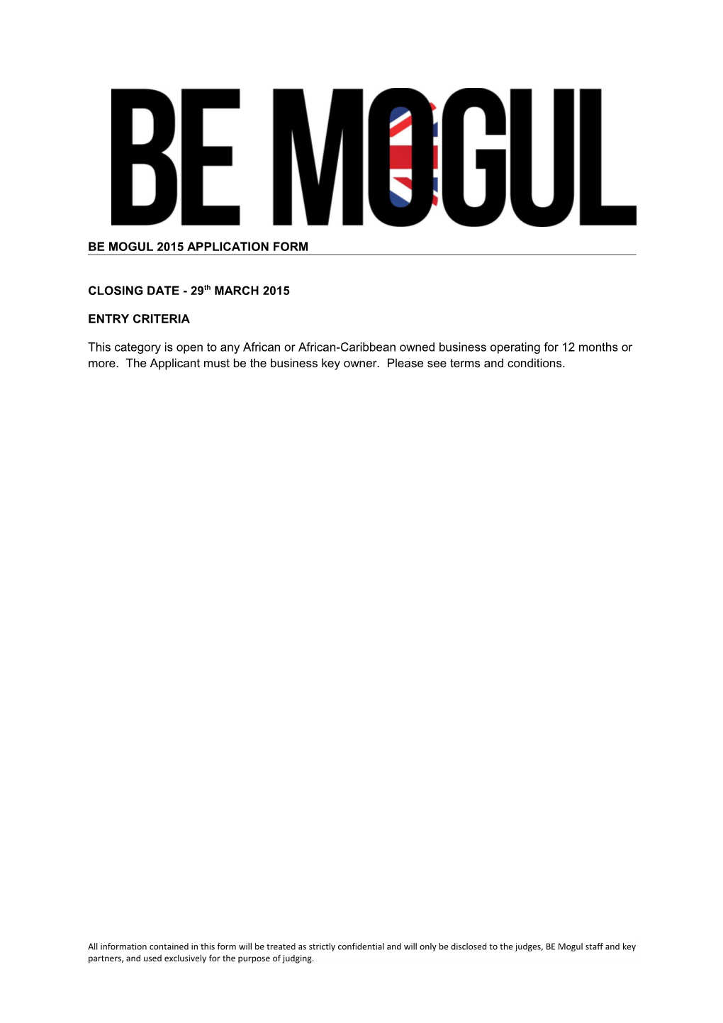 Be Mogul 2015 Application Form