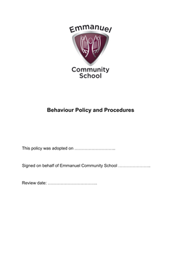 Behaviour Policy and Procedures