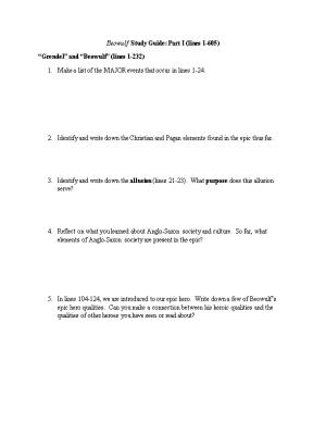 Beowulf Study Guide: Part I (Lines 1-605)