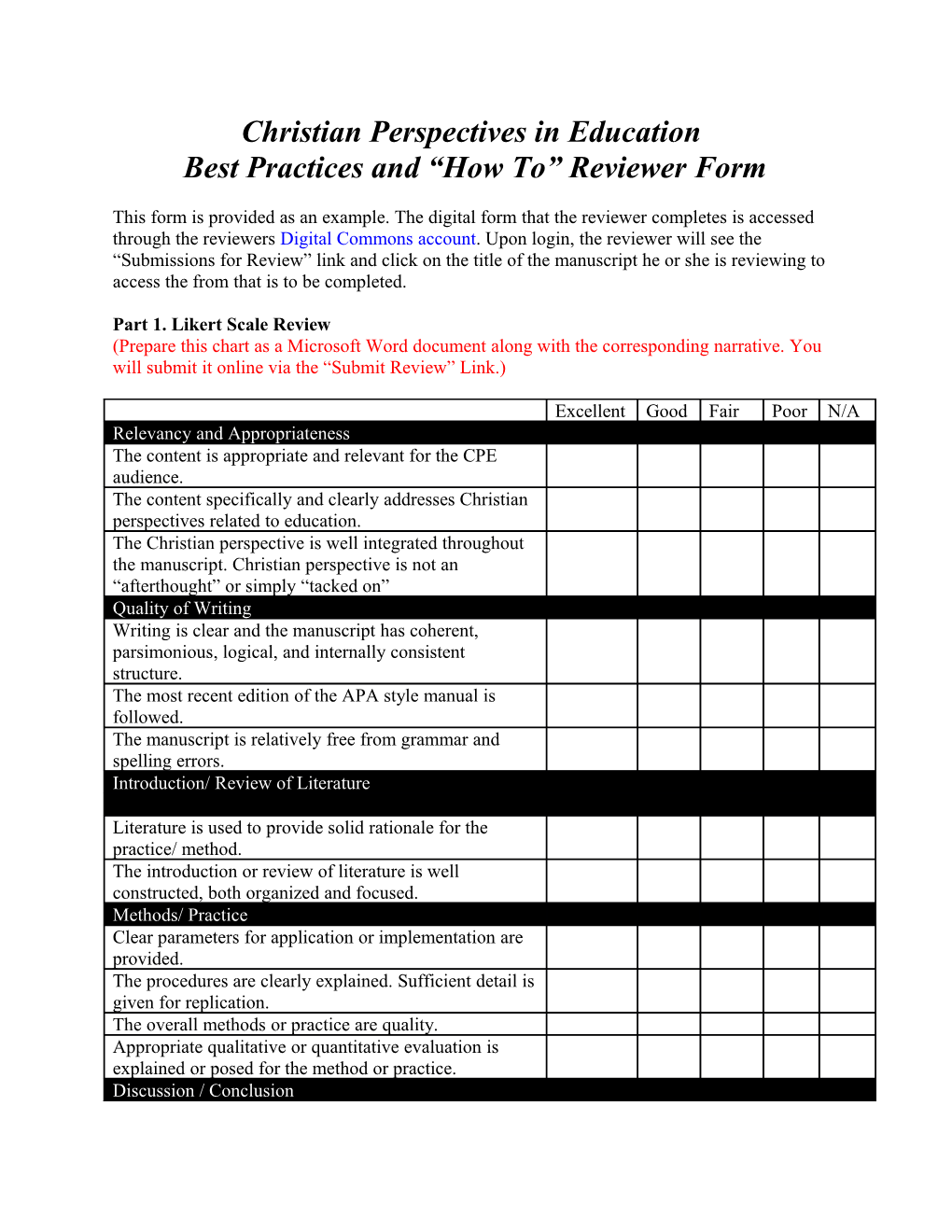 Best Practices and How to Reviewer Form