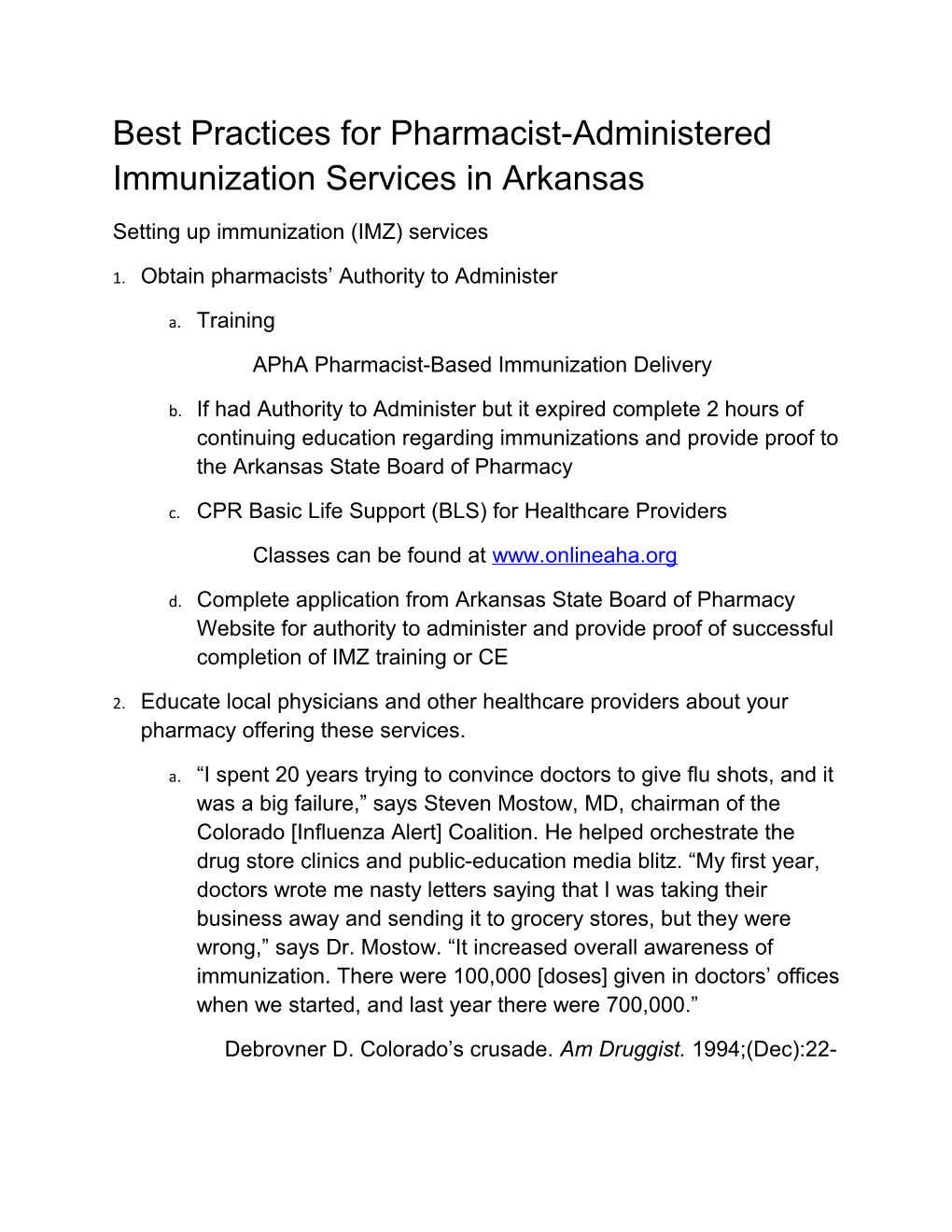 Best Practices for Pharmacist-Administered Immunization Services in Arkansas