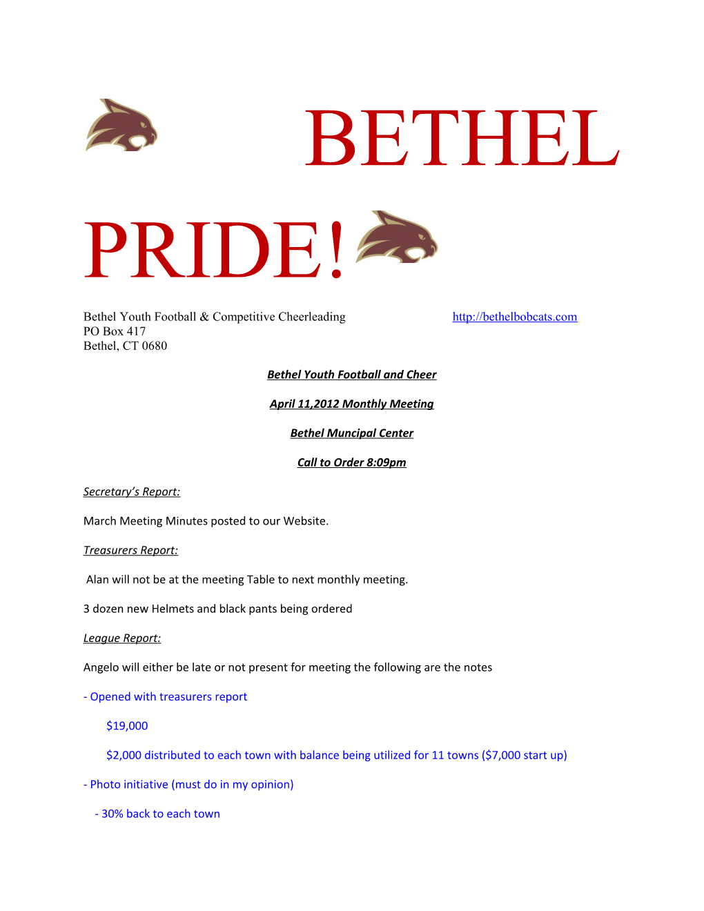 Bethel Youth Football & Competitive Cheerleading