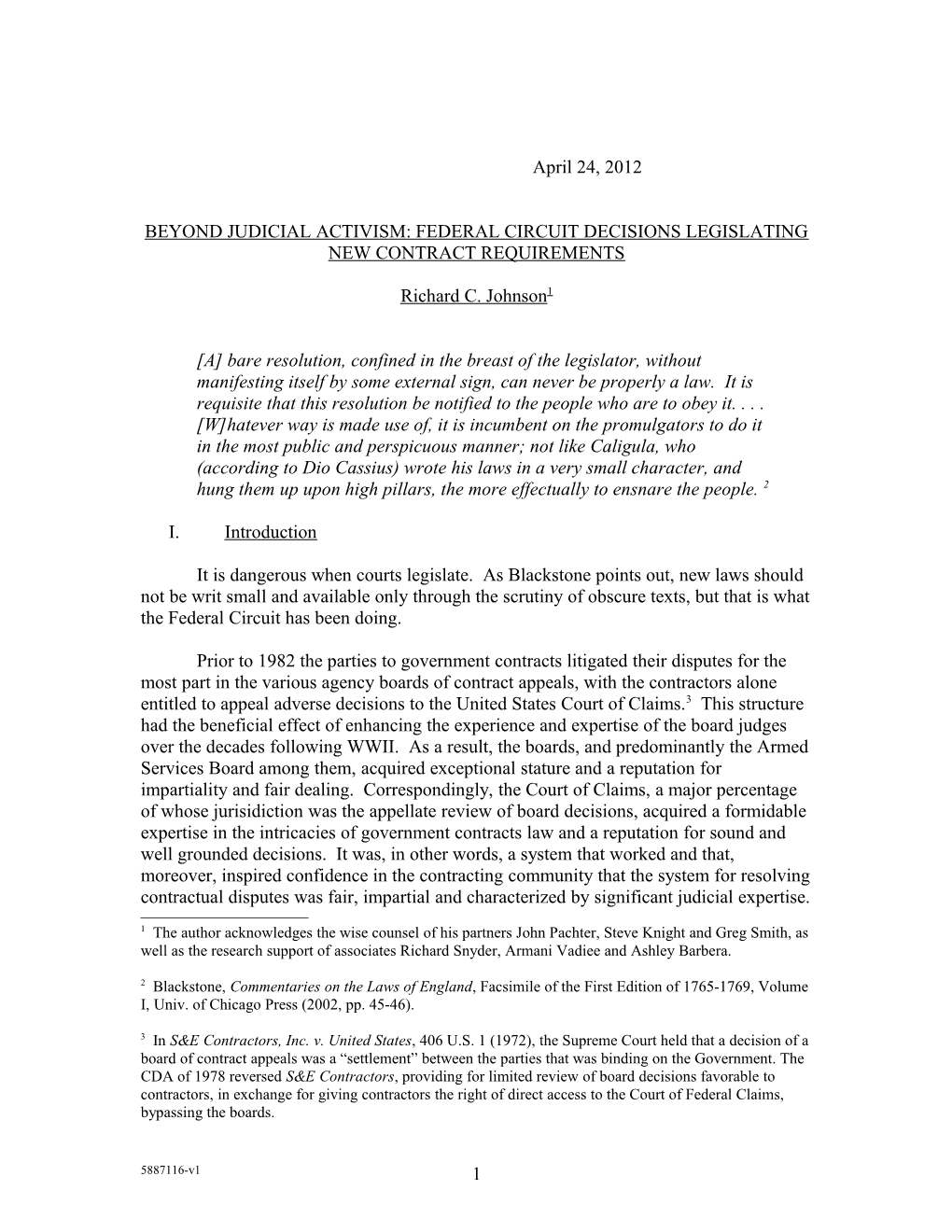 Beyond Judicial Activism: Federal Circuit Decisions Legislating Newcontract Requirements