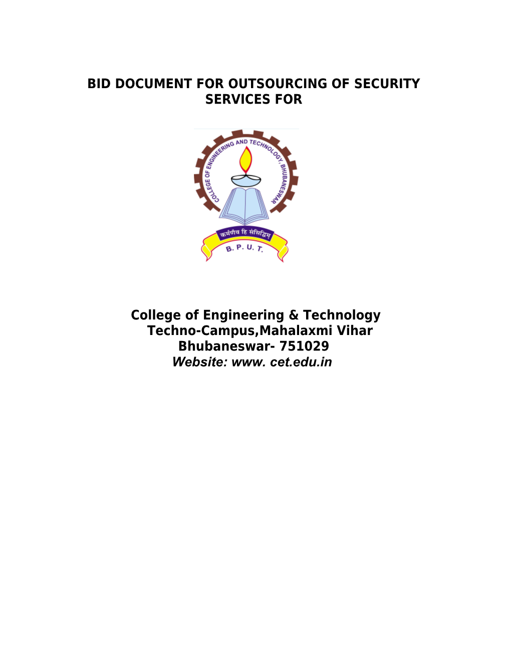 Bid Document for Outsourcing of Security