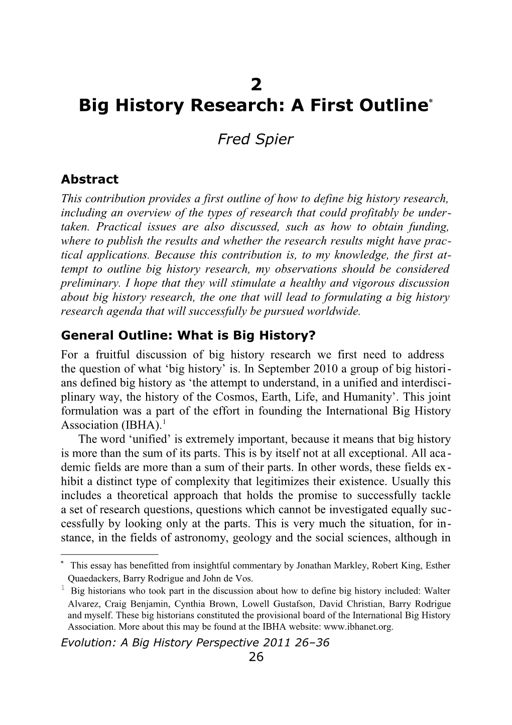 Big History Research: a First Outline