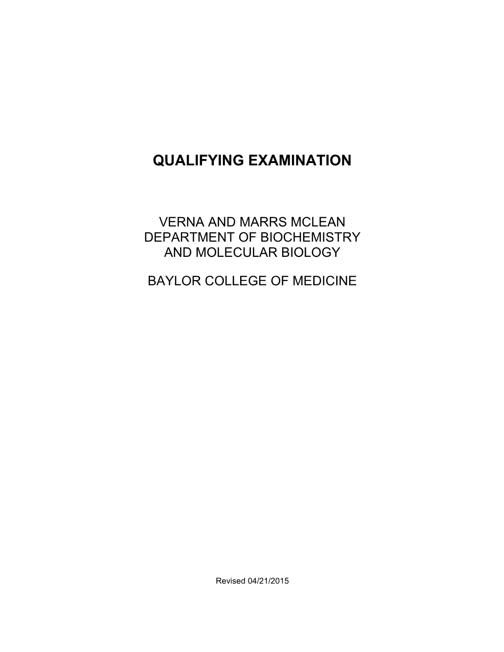 Bmb Qualifying Exam