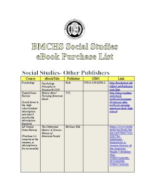 BMCHS Social Studies Ebook Purchase List