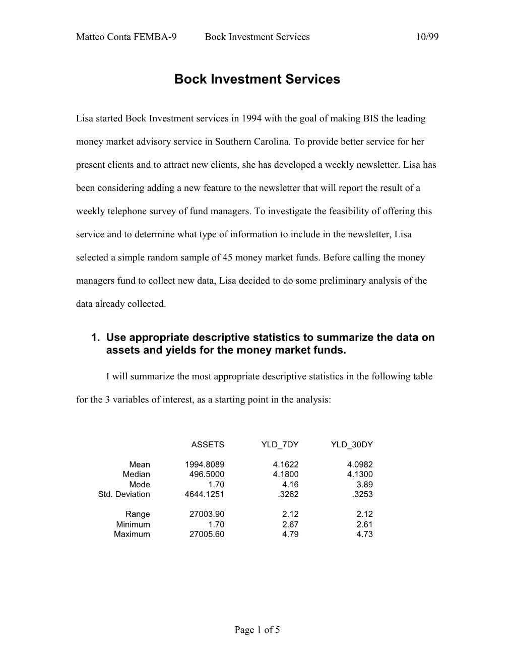 Bock Investment Services