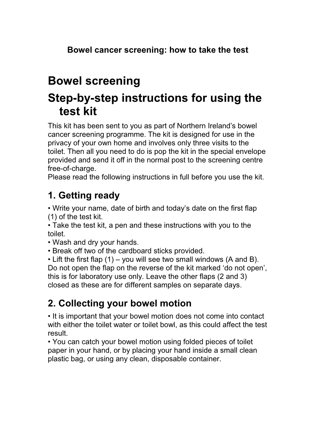 Bowel Cancer Screening: How to Take the Test