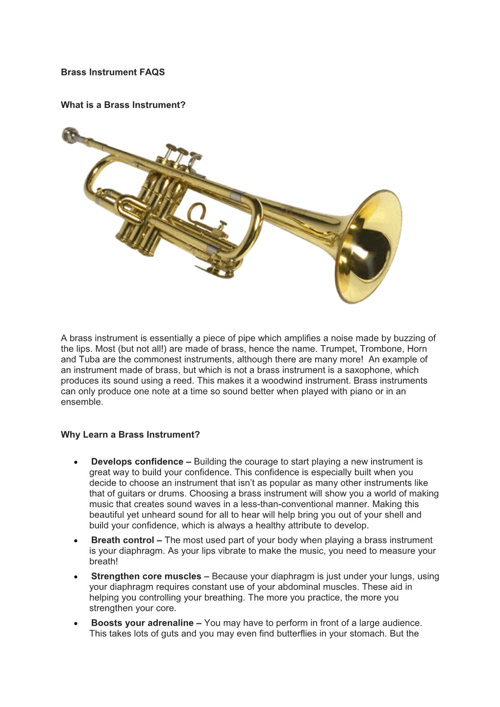 Brass Instrument FAQS