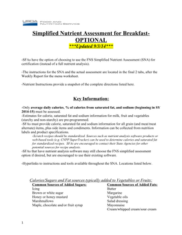 Breakfast Nutrient Assessment Directions SY 14-15
