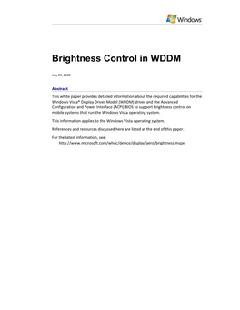 Brightness Control in WDDM