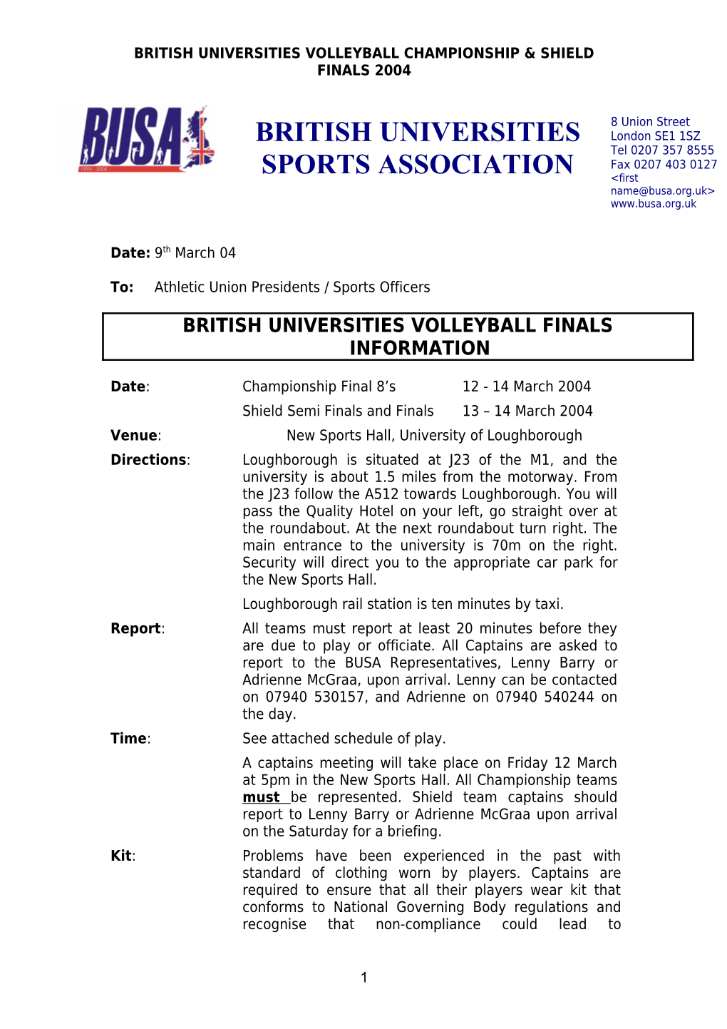 British Universities Volleyball Championship & Shield Finals 2004
