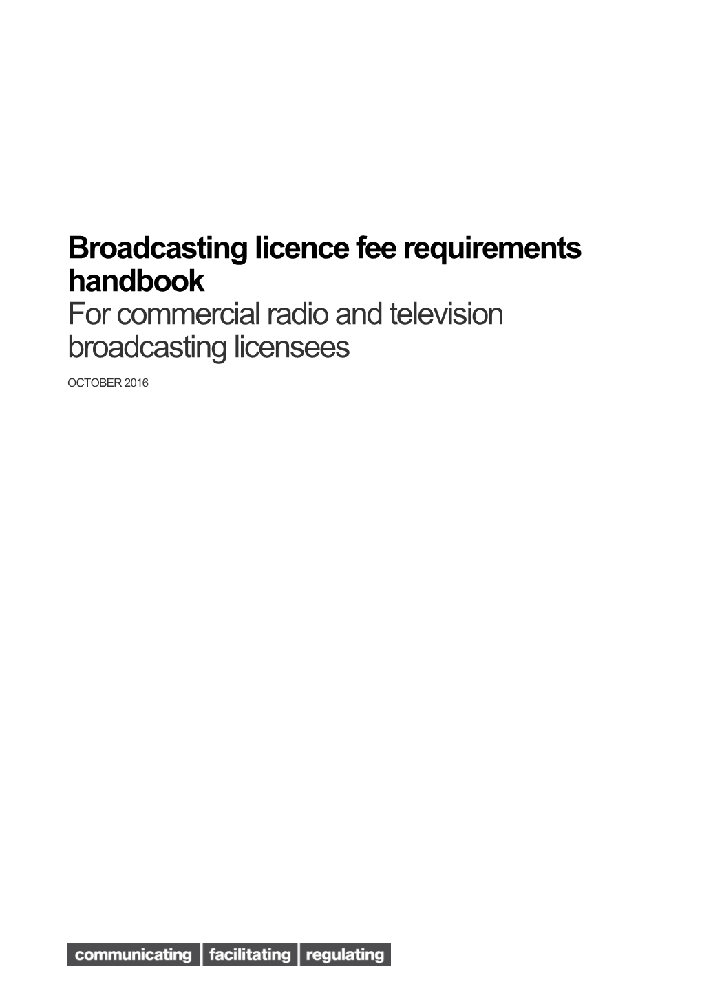 Broadcasting Licence Fee Requirements Handbook