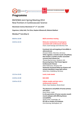 BSCR/BAS Joint Spring Meeting 2014