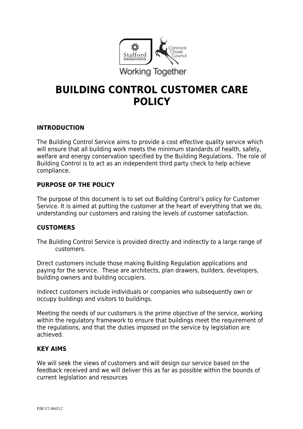 Building Control Customer Care Policy