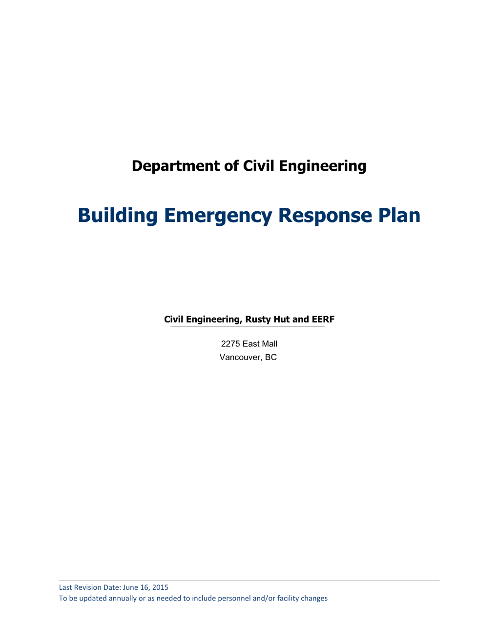 Building Emergency Response Plan