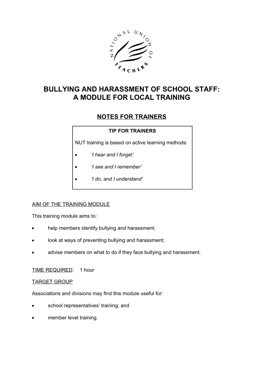 Bullying and Harassment of School Staff
