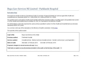 Bupa Care Services NZ Limited - Parklands Hospital