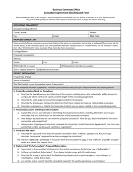 Business Contracts Office Request Form