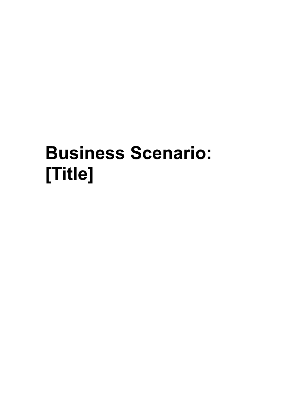 Business Scenarion Template