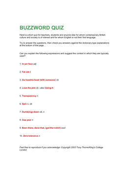 Buzzword Quiz
