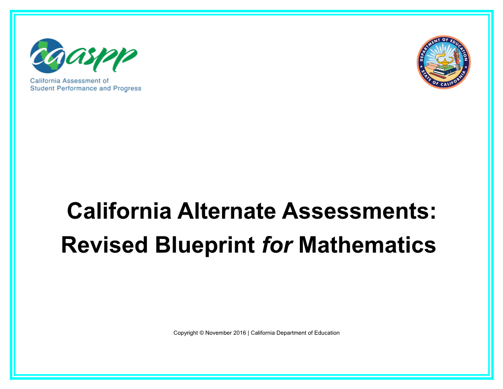 CAA Mathematics Blueprint, November 2016 - CAASPP (CA Dept of Education)