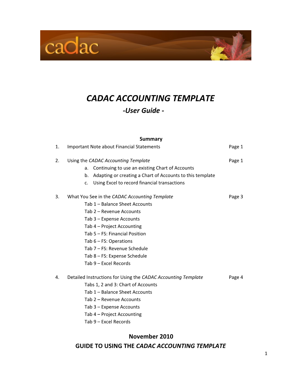 Cadac Accounting Template