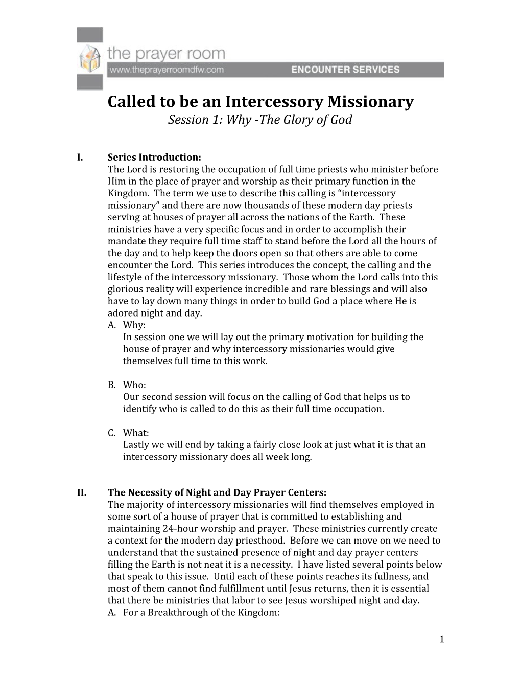 Called to Be an Intercessory Missionary