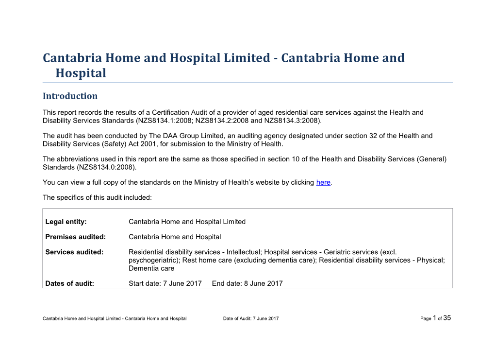 Cantabria Home and Hospital Limited - Cantabria Home and Hospital