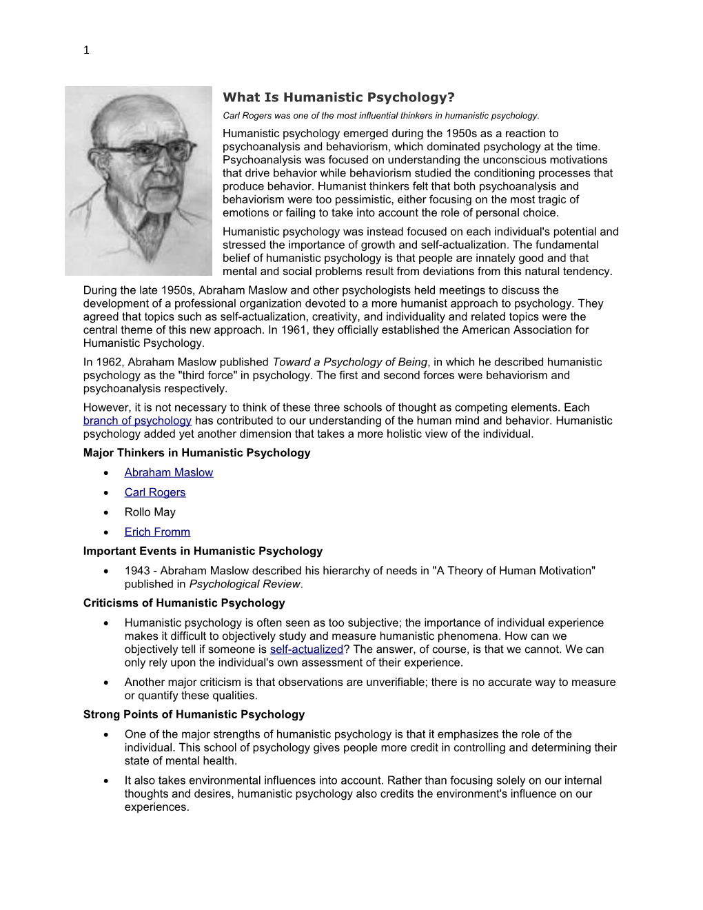 Carl Rogers Was One of the Most Influential Thinkers in Humanistic Psychology
