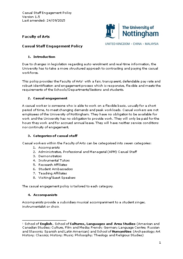 Casual Staff Engagement Policy
