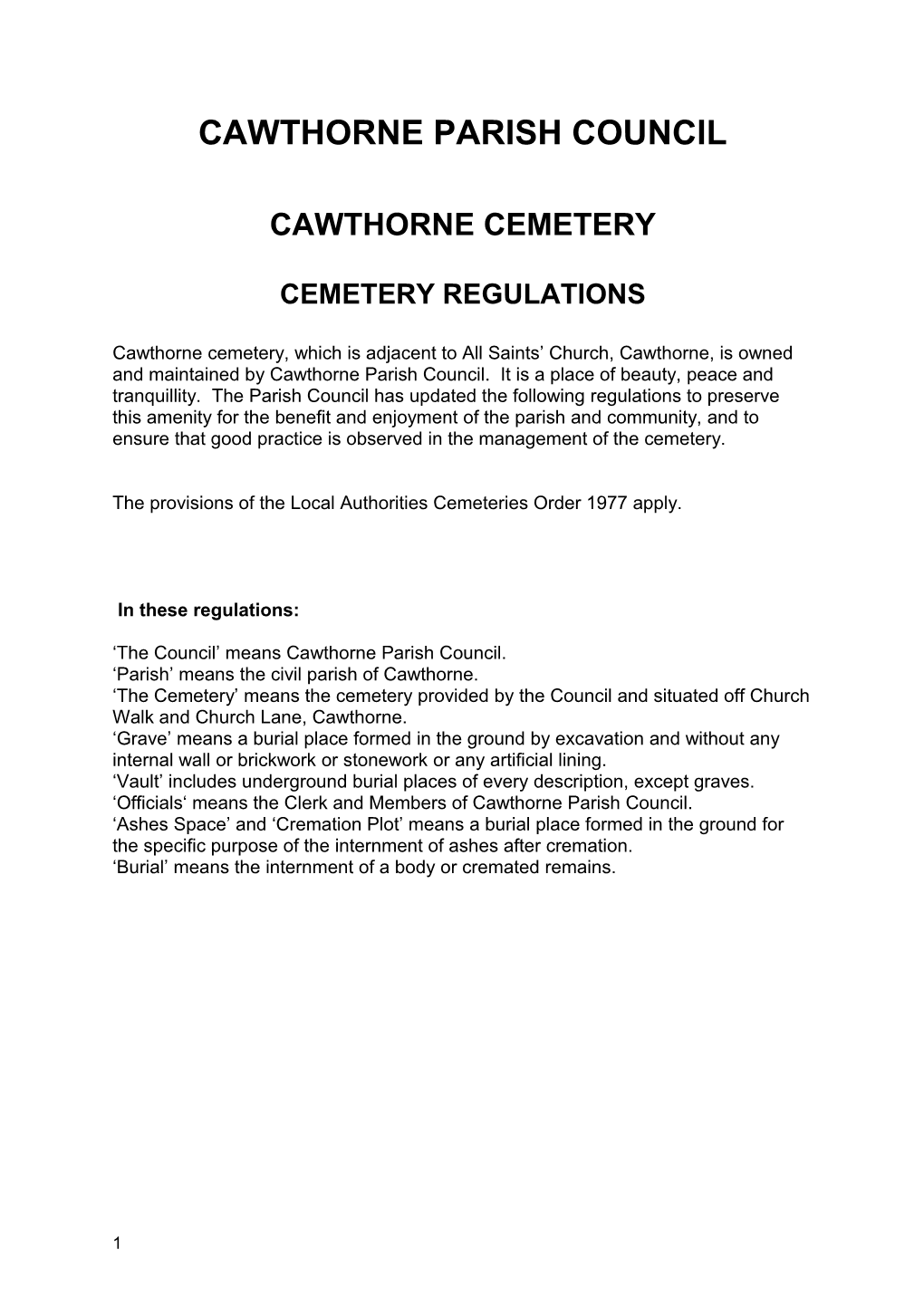 Cawthorne Parish Council
