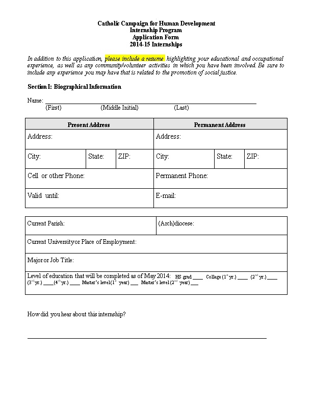 CCHD Intern Application Form