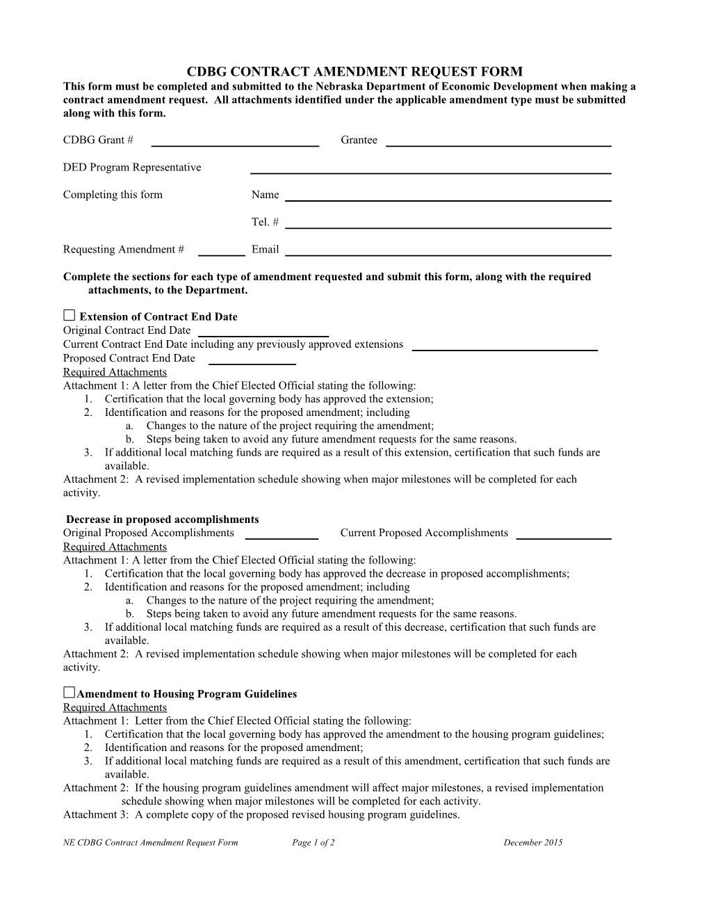 Cdbg Contract Amendment Request Form